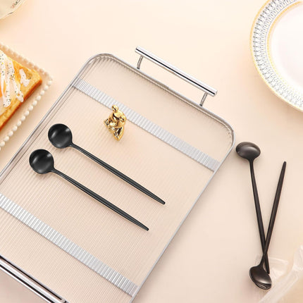 4 PCS 6.7 Inches Satin Black Stainless Steel 18/10 Coffee Spoons,Iced Tea Spoon,Espresso Stirring Spoons,Matte Black SS304 Teaspoons,Dessert Spoon,Long Coffee Spoons accessories.