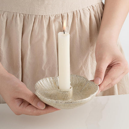 Ceramic Candlestick Holder， Candle Holder for Taper Candles,Incense, Santo Palo, Halloween Christmas Wedding Parties, Dining Room Home Decoration Display - Camel.