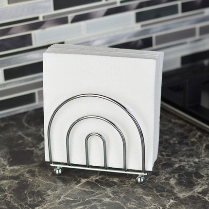 Paper Napkin Holder Tissue Dispenser for Kitchen Countertops, Dining Table, Picnic Table, Indoor & Outdoor Use, Chrome Finish (Classic).