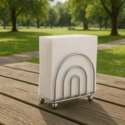 Paper Napkin Holder Tissue Dispenser for Kitchen Countertops, Dining Table, Picnic Table, Indoor & Outdoor Use, Chrome Finish (Classic).
