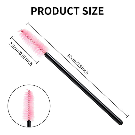 500PCS Disposable Lash Spoolies, Eyelash Eyebrow Brush for Extensions, Mascara Wands, Lash Extension Supplies, Eye Makeup Brushes & Tools, Pink.