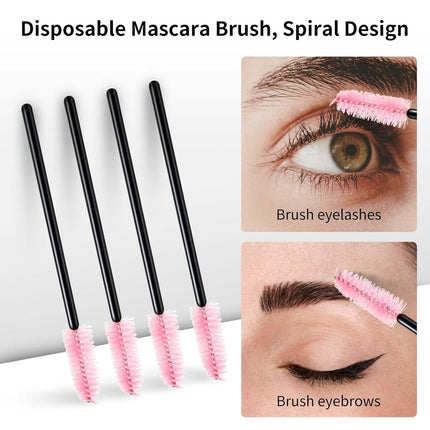 500PCS Disposable Lash Spoolies, Eyelash Eyebrow Brush for Extensions, Mascara Wands, Lash Extension Supplies, Eye Makeup Brushes & Tools, Pink.