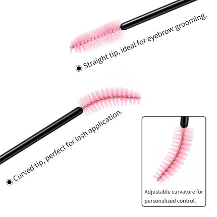 500PCS Disposable Lash Spoolies, Eyelash Eyebrow Brush for Extensions, Mascara Wands, Lash Extension Supplies, Eye Makeup Brushes & Tools, Pink.