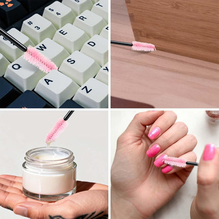 500PCS Disposable Lash Spoolies, Eyelash Eyebrow Brush for Extensions, Mascara Wands, Lash Extension Supplies, Eye Makeup Brushes & Tools, Pink.