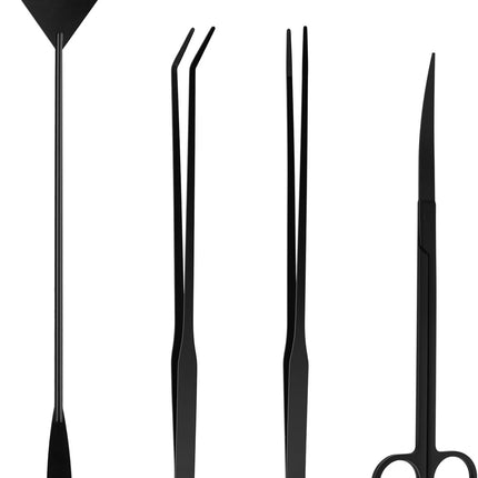 Aquarium Aquascape Tools Kit - 4 in 1 Terrarium Decor Supplies with Long Tweezers Feeding Tongs, Aquarium Scissors, Algae Scraper, Live Fish Plants Tank Accessories Cleaning Trimming Kit.