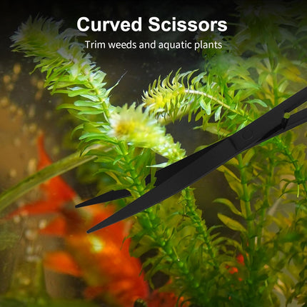 Aquarium Aquascape Tools Kit - 4 in 1 Terrarium Decor Supplies with Long Tweezers Feeding Tongs, Aquarium Scissors, Algae Scraper, Live Fish Plants Tank Accessories Cleaning Trimming Kit.
