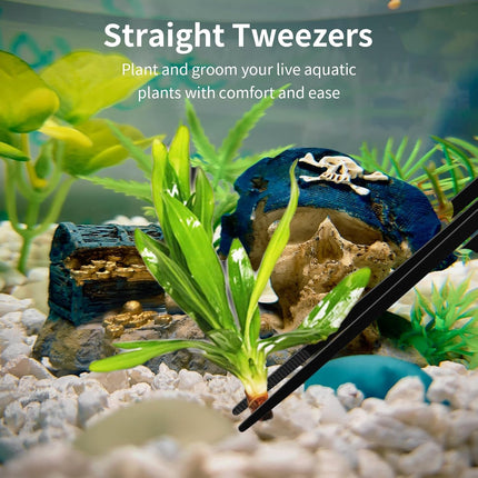 Aquarium Aquascape Tools Kit - 4 in 1 Terrarium Decor Supplies with Long Tweezers Feeding Tongs, Aquarium Scissors, Algae Scraper, Live Fish Plants Tank Accessories Cleaning Trimming Kit.