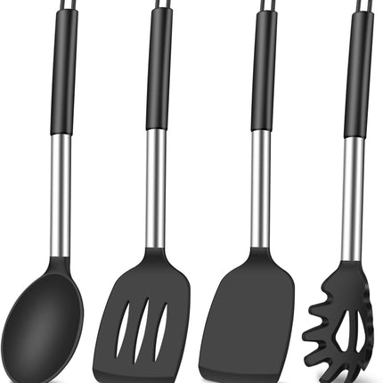 4Pcs Silicone Spatula Turner Slotted Spatula Set Spoon, Spatulas Silicone Heat Resistant Wok Rubber Spatulas for Nonstick Cookware Spatula Cooking Kitchen Utensils Set.
