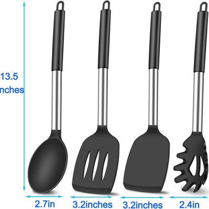 4Pcs Silicone Spatula Turner Slotted Spatula Set Spoon, Spatulas Silicone Heat Resistant Wok Rubber Spatulas for Nonstick Cookware Spatula Cooking Kitchen Utensils Set.