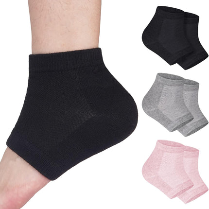 3 Pairs Moisturizing Heel Socks for Dry Cracked Feet, Gel Repair Moisture Spa Socks for Women Dry Cracked Heels Overnight (Regular).