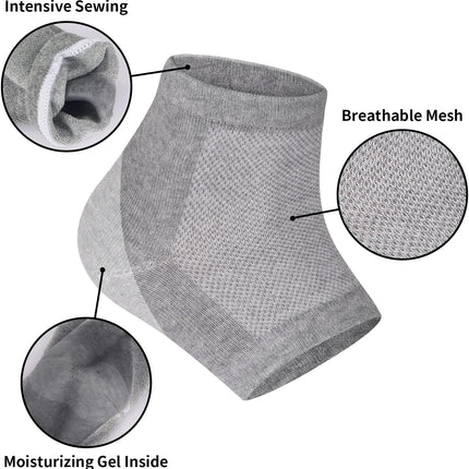 3 Pairs Moisturizing Heel Socks for Dry Cracked Feet, Gel Repair Moisture Spa Socks for Women Dry Cracked Heels Overnight (Regular).