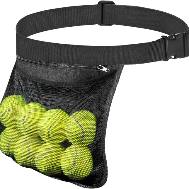 Tennis Ball Holder Ball Bag, Adjustable Pickleball Waist Pouch Holder, Pickleball Bags Holding 8-10 Tennis or Pickleball, Waist Hip Bag for Tennis, Cycling, Golf.