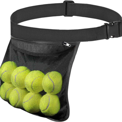 Tennis Ball Holder Ball Bag, Adjustable Pickleball Waist Pouch Holder, Pickleball Bags Holding 8-10 Tennis or Pickleball, Waist Hip Bag for Tennis, Cycling, Golf.