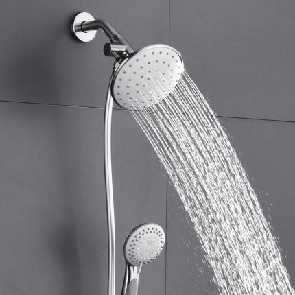 Shower Arm Flange Shower Pipe Arm 6 Inches Shower Head Mount 304 Stainless Steel Shower Handle Replacement Wall Mount Shower Neck for Fixed Shower Head & Handheld Showerhead (Silver).