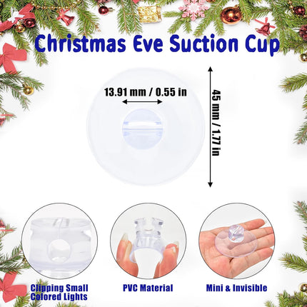 Christmas Light String Suction Cup Holders & Hooks for Seasonal Lights & Xmas Decorations (50Pcs).