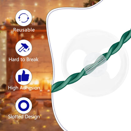 Christmas Light String Suction Cup Holders & Hooks for Seasonal Lights & Xmas Decorations (50Pcs).
