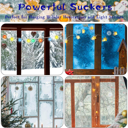 Christmas Light String Suction Cup Holders & Hooks for Seasonal Lights & Xmas Decorations (50Pcs).