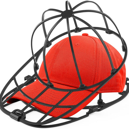 Hat Washer Cage for Washing Machine & Dishwasher- Ball Cap Washer for Baseball Caps & Hats, Baseball Cap Cleaner and Shaper, Fits Adult/Kids Caps (Black).