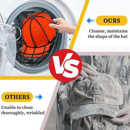 Hat Washer Cage for Washing Machine & Dishwasher- Ball Cap Washer for Baseball Caps & Hats, Baseball Cap Cleaner and Shaper, Fits Adult/Kids Caps (Black).