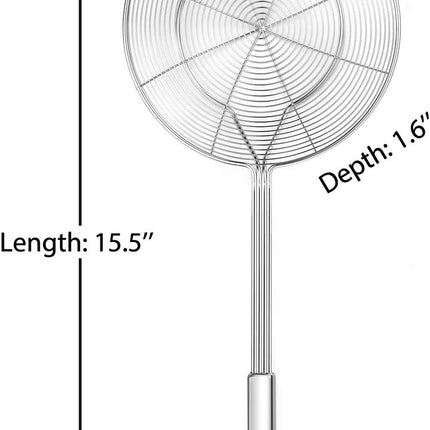 Solid Stainless Steel Spider Strainer Skimmer Ladle for Cooking and Frying, Kitchen Utensils Wire Strainer Pasta Spoon, 5.4 Inch.