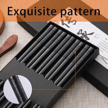 10 Pairs Fiberglass Chopsticks - Reusable Chopsticks Dishwasher Safe, 9 1/2 Inches - Black.