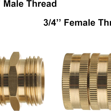 Garden Hose Adapter, Male to Male, Female to Female, 3/4 Inch Brass Connector, 4-Pack with Extra 4 Washers.