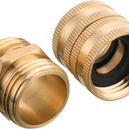 Garden Hose Adapter, Male to Male, Female to Female, 3/4 Inch Brass Connector, 4-Pack with Extra 4 Washers.
