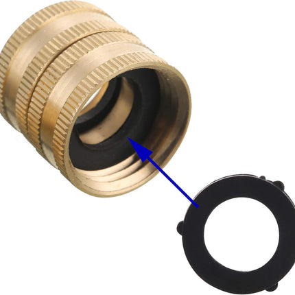 Garden Hose Adapter, Male to Male, Female to Female, 3/4 Inch Brass Connector, 4-Pack with Extra 4 Washers.