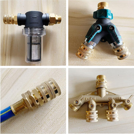 Garden Hose Adapter, Male to Male, Female to Female, 3/4 Inch Brass Connector, 4-Pack with Extra 4 Washers.