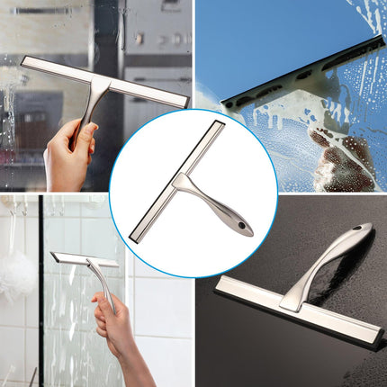 All-Purpose Shower Squeegee for Shower Doors, Bathroom, Window and Car Glass - Stainless Steel, 10 Inches.