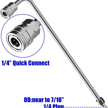 Pressure Washer Wand Extension, 90 Degree Curved Angled, Undercarriage and Gutter Cleaner Attachment, 1/4 Inch Quick Connect, 14 Inch.