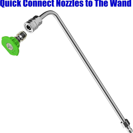 Pressure Washer Wand Extension, 90 Degree Curved Angled, Undercarriage and Gutter Cleaner Attachment, 1/4 Inch Quick Connect, 14 Inch.