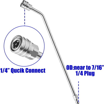 Pressure Washer Wand Extension, 30 Degree Curved Angled, Undercarriage and Gutter Cleaner Attachment, 1/4 Inch Quick Connect, 14 Inch.
