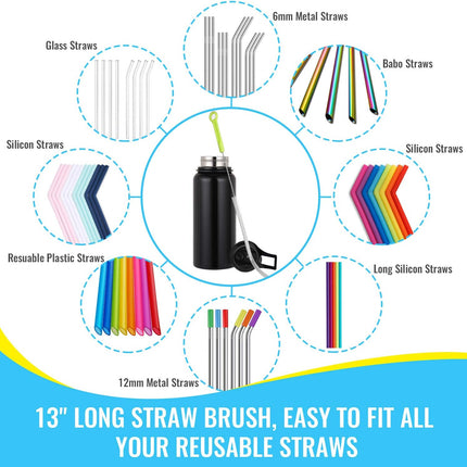 Bottle Cleaning Brush Set - Long Handle Bottle Cleaner for Washing Narrow Neck Beer Bottles, Sports Water Bottles with Straw Brush, Kettle Spout/Lid Cleaner Brushes.