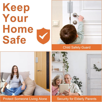 2 Pack Home Security Door Lock,Childproof Door Reinforcement Lock,with 3" Stop Withstand 800 lbs,for Inward Swing Doors,Night Kids Safety Metal Flip Lock Deadbolt Latch (Silver).