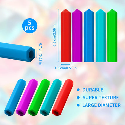5Pcs Pencil Gidgets – Silicone Sensory Pencil Toppers Fidgets - Motor Aid for Sensory People with Anxiety, Autism, ADHD Integration Issues.