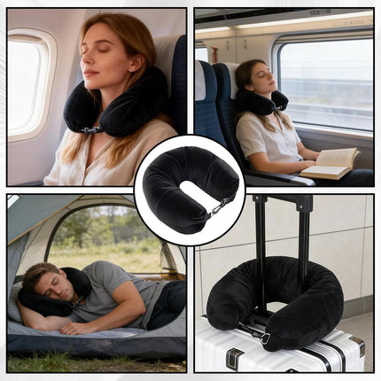 1-Pack Stuffable Travel Pillow for Extra Luggage - Travel Neck Pillow with Adjustable Neck Size - Multifunctional Velvet Neck Pillowcas - Sleeping Rest Cushion Travel Essentials.