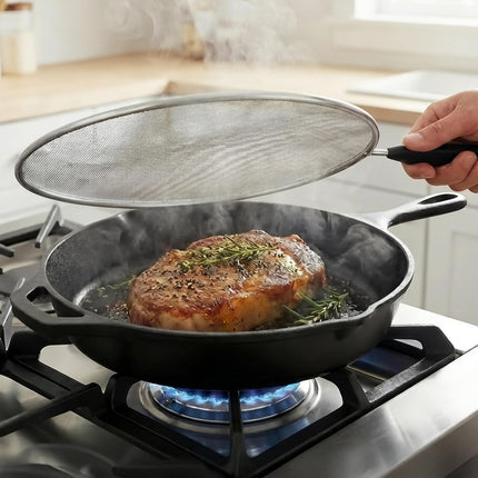 2-Pack Splatter Screen for Frying Pan - 8'' 10'' Stainless Steel Grease Splatter Guard - Cover Oil Splash when Sizzling Bacon - Fine Mesh Cover, Splatter Screen for Frying Pan, Cooking Pots.