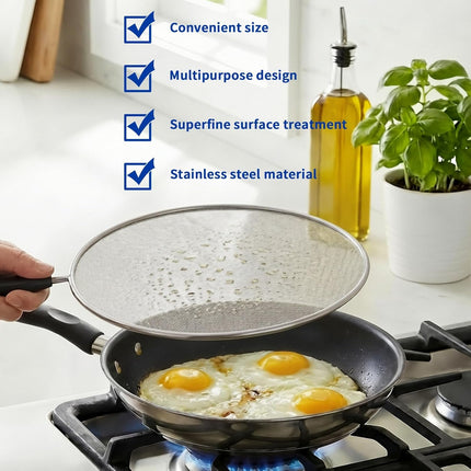 2-Pack Splatter Screen for Frying Pan - 8'' 10'' Stainless Steel Grease Splatter Guard - Cover Oil Splash when Sizzling Bacon - Fine Mesh Cover, Splatter Screen for Frying Pan, Cooking Pots.