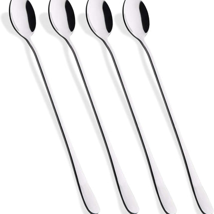 9-Inch Long Handle Iced Tea Spoon, Coffee Spoon, Ice Cream Spoons, Stainless Steel Cocktail Stirring Spoons, Set of 4.