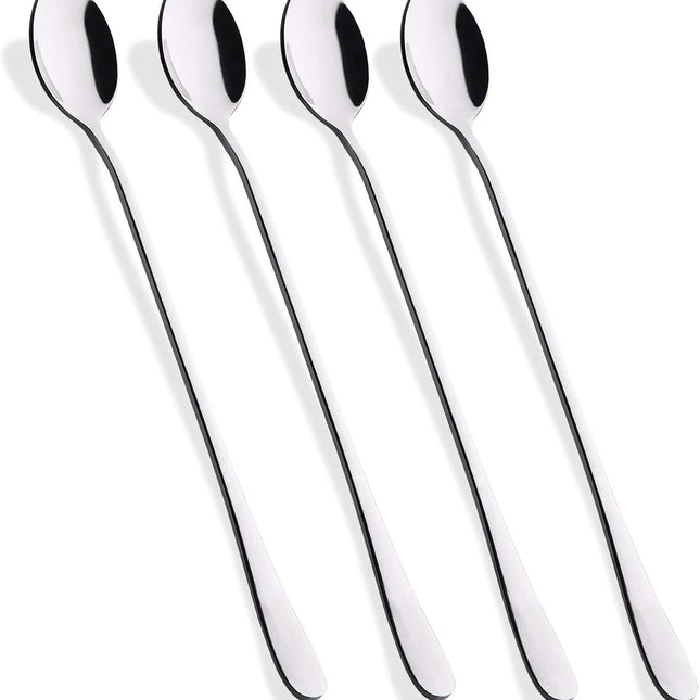 9-Inch Long Handle Iced Tea Spoon, Coffee Spoon, Ice Cream Spoons, Stainless Steel Cocktail Stirring Spoons, Set of 4.