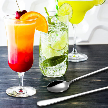 9-Inch Long Handle Iced Tea Spoon, Coffee Spoon, Ice Cream Spoons, Stainless Steel Cocktail Stirring Spoons, Set of 4.