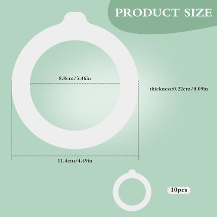 10PCS Silicone Jar Gaskets Replacement - Rubber Seals Rings Airtight Gasket Sealing for 4.2-4.3 Inch Mouth Glass Canning Jars Lids - Leak Proof Rubber Seals Rings - 4.5 Inch(Outer Diameter).