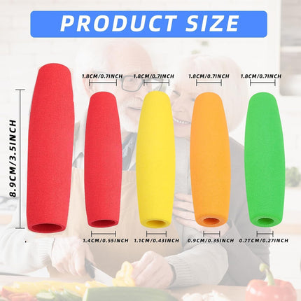 8-Pack Foam Grip Tubing for Utensils - 4 Sizes No-Cut Utensils Adaptive Grip Handle for Utensils Tools & Pens - Built up Tubing Padding Grips Aid for Elderly, Disabled, Arthritic, Handicapped.