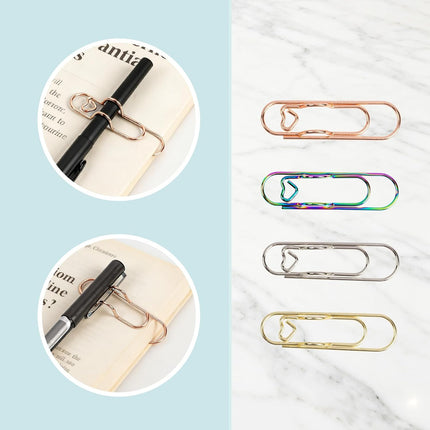 Paperclip Pen Holder, Metal Pen Clips, Heart Shaped+Cross Shaped, 16 Pack.