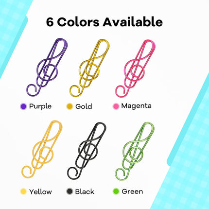 Paper Clips, 60 Pcs Colorful Music Note Paper Clip for Notebooks, Cute Paperclips Bookmarks Planner Clips, School/Office Supplies Accessories, 6 Color Available.