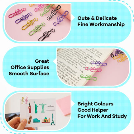 Paper Clips, 60 Pcs Colorful Music Note Paper Clip for Notebooks, Cute Paperclips Bookmarks Planner Clips, School/Office Supplies Accessories, 6 Color Available.