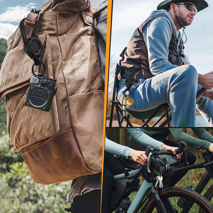 3 Pack Retractable Keychain with Carabiner - Black - 60cm Extendable Key Ring for Work Outdoor Travel.