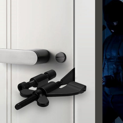 Portable Door Lock - Extra Security for Hotels & Travel - Self-Adhesive No Drilling Required - Black - 1 Piece.