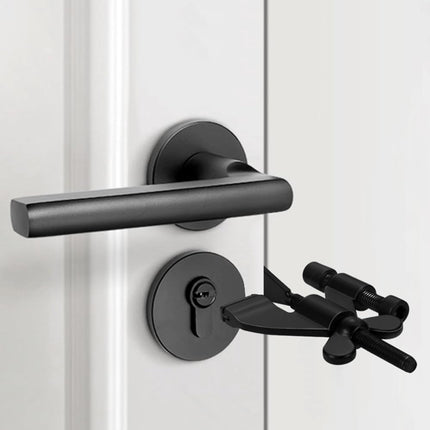 Portable Door Lock - Extra Security for Hotels & Travel - Self-Adhesive No Drilling Required - Black - 1 Piece.